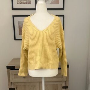 Abercrombie Yellow V-Neck Ribbed Sweater